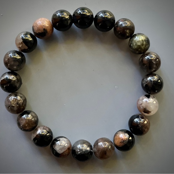 Natural Black Tourmaline Handcrafted Bead Bracelet - Picture 2 of 6
